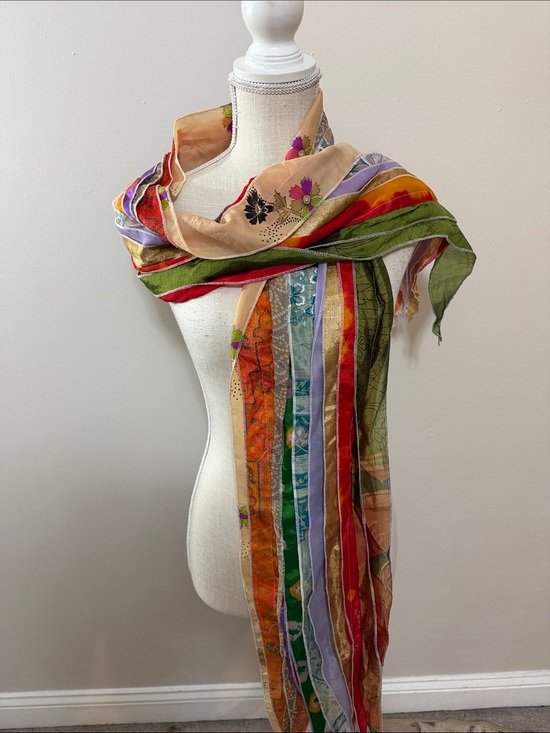 Accessories - Silk Scarf Made in India from Silk Sari Fabric Multi-Color Women's Scarf